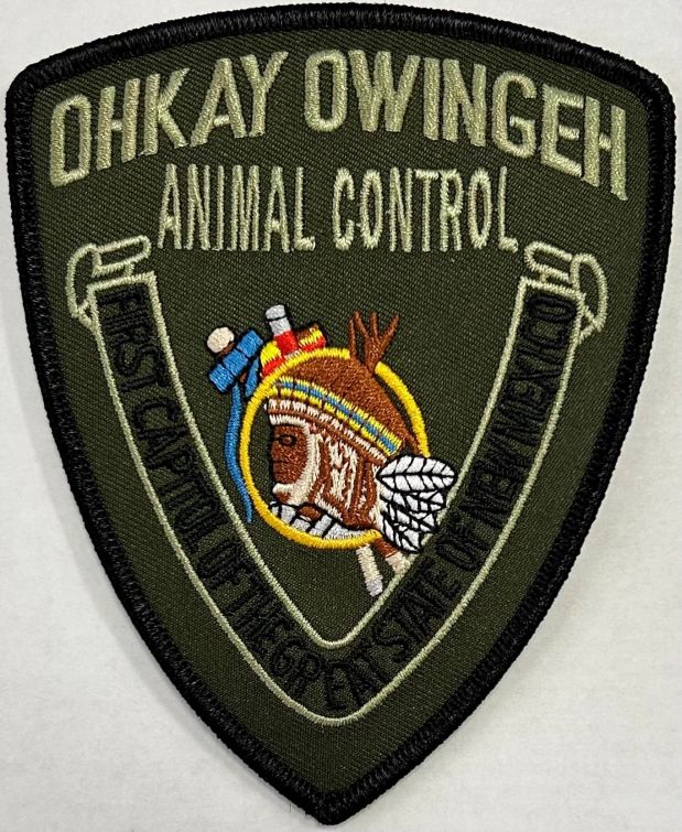 OHKAY OWINGEH NEW MEXICO POLICE ANIMAL CONTROL OD GREEN SHOULDER PATCH - SEW ON.